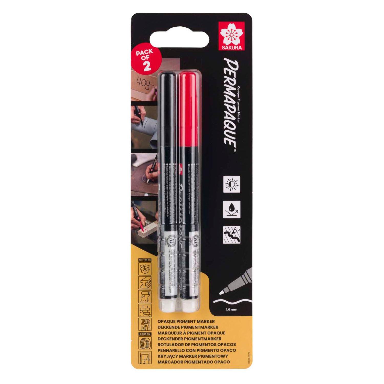 Sakura Permapaque Fine Set, Schwarz und Rot (2x) (47729460)