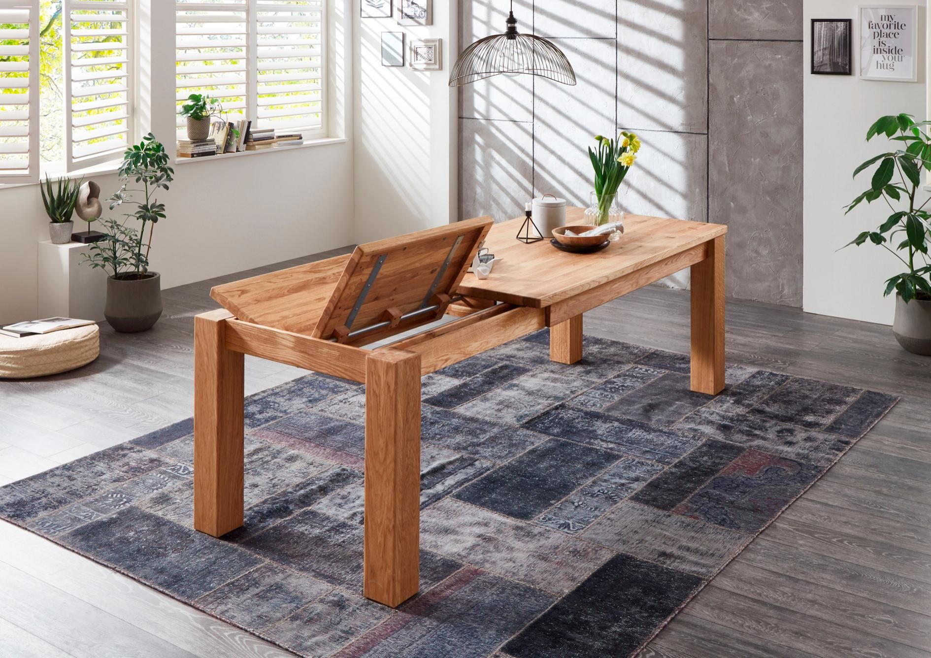 Esstisch RELITA "Rolf", braun (wildeiche), B:160cm H:78cm T:90cm, Tische, Esstisch, mit Auszugsfunktion in massiver Wildeiche geölt wildeiche B/H/T: 160cm x 78cm x 90cm, Auszugsplatte