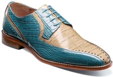 Stacy Adams Talamanco (Men's) Dress Shoes in Teal/Coffee, Size 12 M, Leather