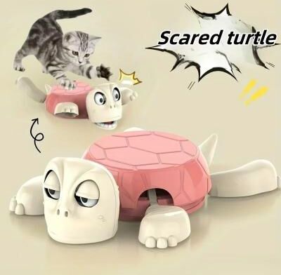 Uplift Picks Interactive Spring Turtle Cat Toy No Battery Desktop Pet Toy pink 1 1 Pc