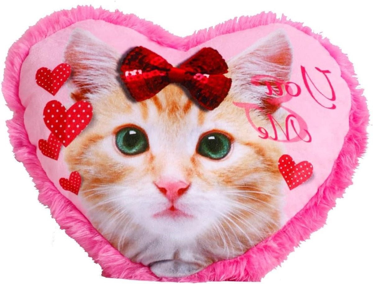 Pluche Decoratief Kussen Hart - Roze - 30 cm
