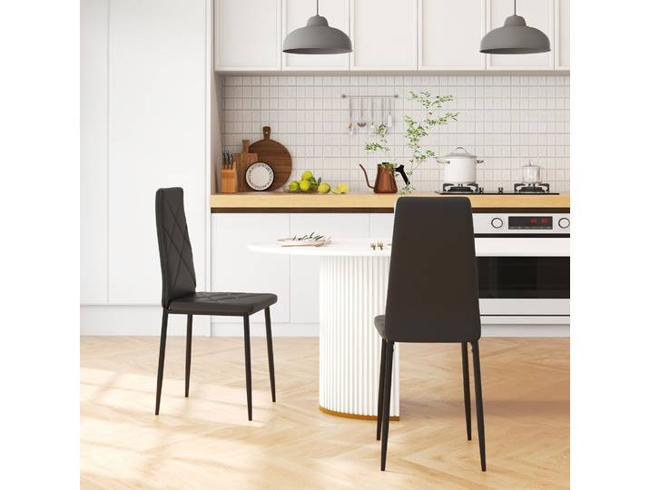 HOMCOM Set 2 Chaises Modernes Similicuir Noir Dossier Haut