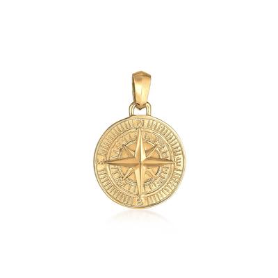 Medallionanhänger KUZZOI "Anhänger Kompass Cool Massiv 925 Silber" Gr. 30, gold, Schmuckanhänger, Herren, Silber 925 (Sterlingsilber)