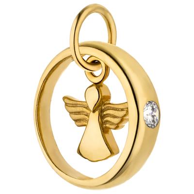 Kettenanhänger JOBO "Anhänger Taufring Engel Schutzengel 11 mm", gelbgold 333, weiß, Schmuckanhänger, Mädchen, Gelbgold 333, Kettenanhänger, 8 Karat 333 Gold mit Zirkonia