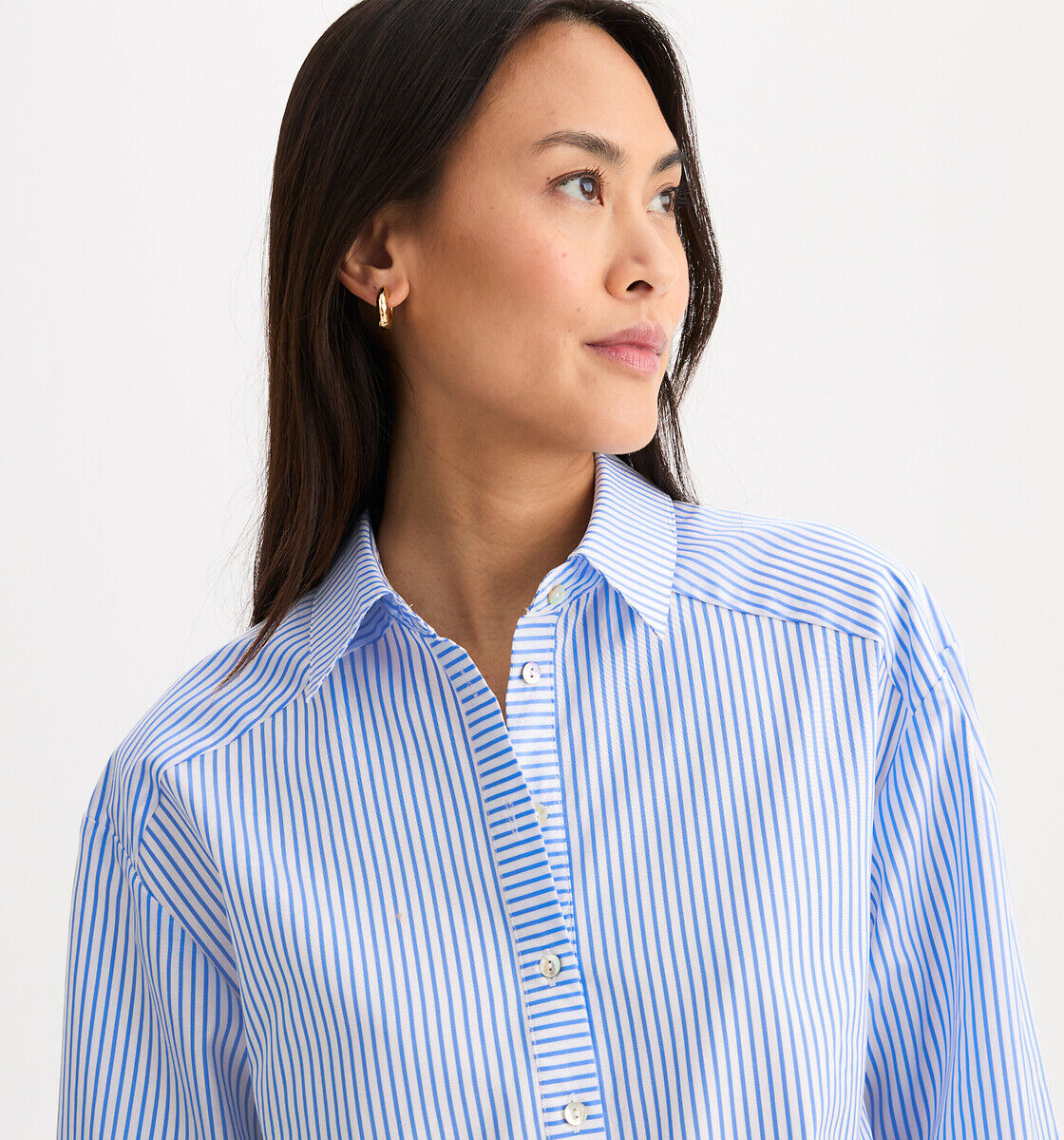 ANNE WEYBURN Chemise tunique rayée manches longues en coton
