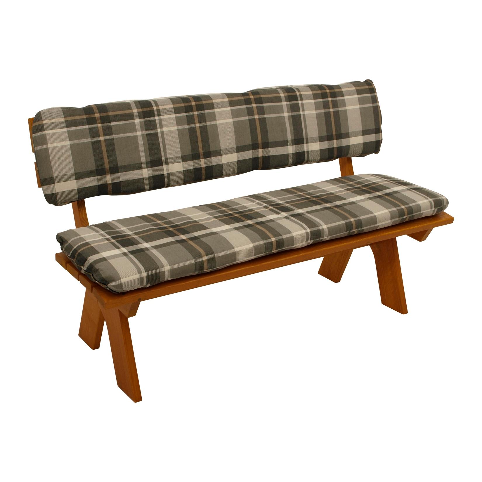 Auflagenset SEATTLE für Bank 3-sitzer 150cm, grau/beige kariert, 2-teilig