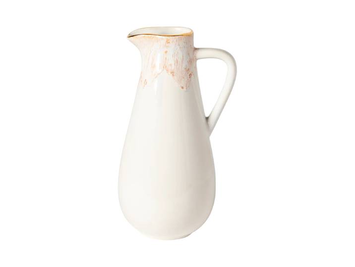 Handgefertigter Wasserkrug „Taormina“ mit Untersetzer Weiss mit 18-Karat-Goldrand Costa Nova