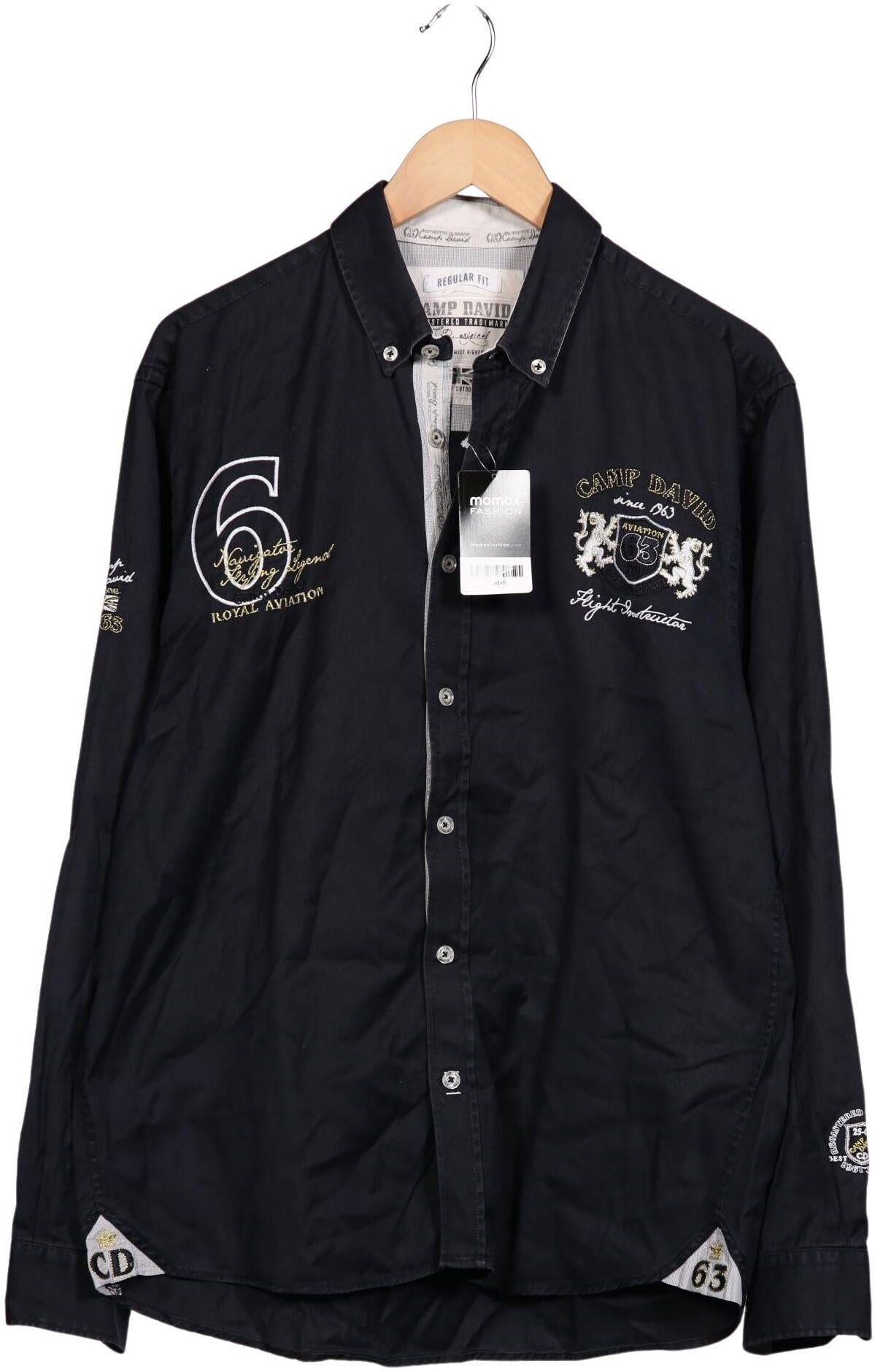 Camp David Herren Hemd, Marineblau, Gr. L, Baumwolle - Second Hand