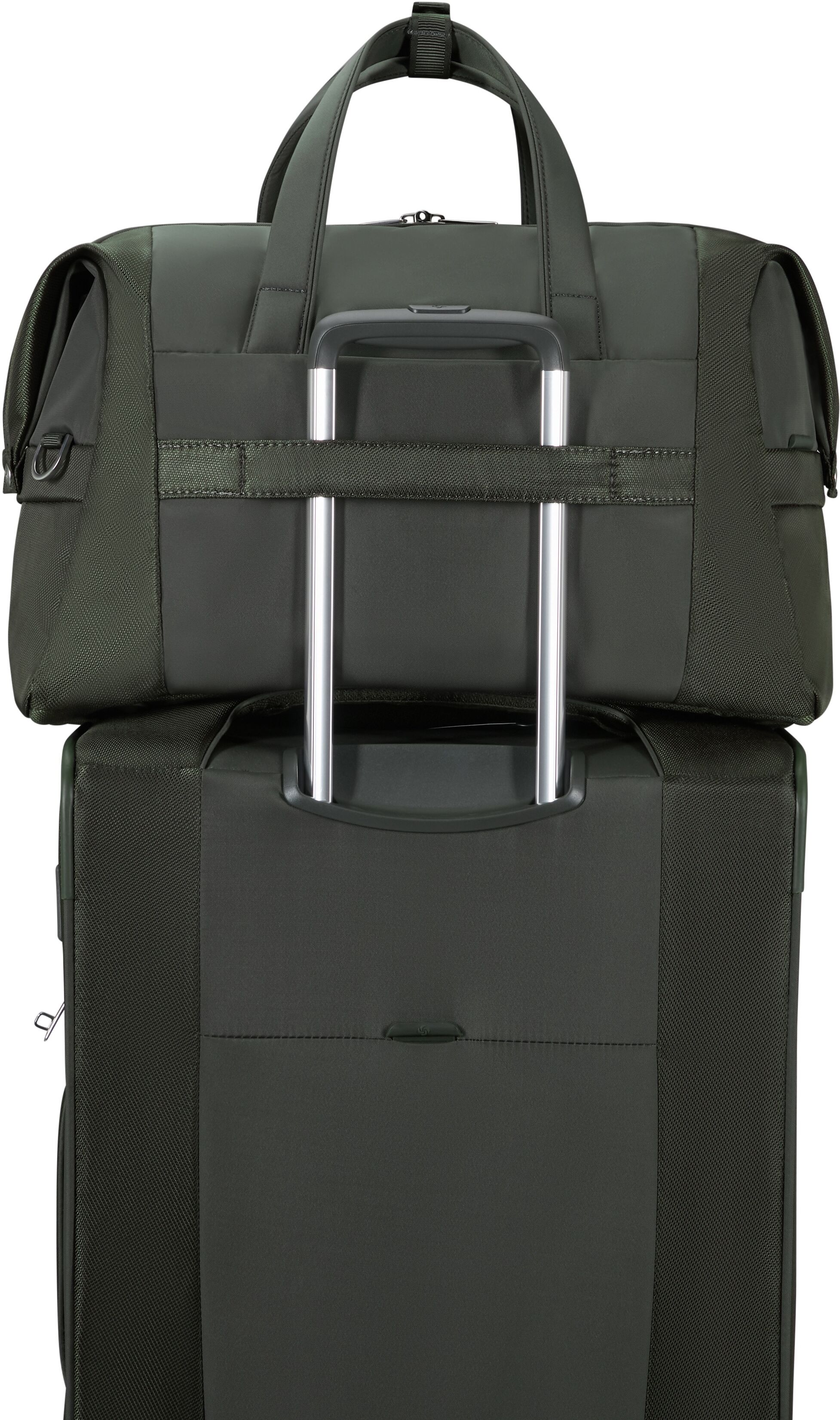 Reisetasche SAMSONITE "RE-LITE", Damen, Gr. B/H/T: 48cm x 34cm x 25cm, grün (climbing ivy), Polyester, Taschen Reisetasche, Duffle Weekender Overnighter mit Packwürfel climbing ivy B/H/T: 48cm x 34cm x 25cm