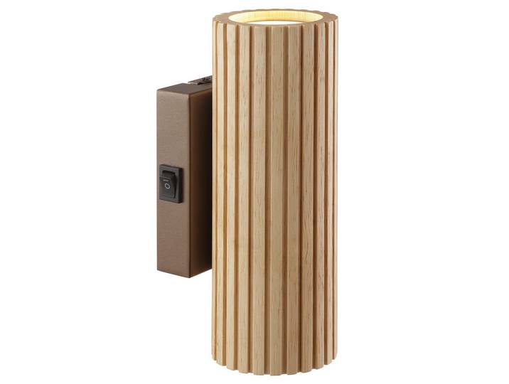 Wandleuchte Lakewood, Braun, Holz, Metall, länglich, 9.5x20x7 cm, Lampen & Leuchten, Innenbeleuchtung, Spots & Strahler, Wandstrahler
