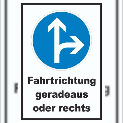 HB-Druck Schild Fahrtrichtung geradeaus oder rechts A5 (148x210mm)