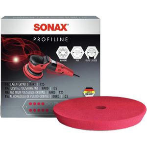 Sonax Polierschwamm ExzenterPad hart 125, 125mm Ø, rot (hart), für Exzenterschleifer