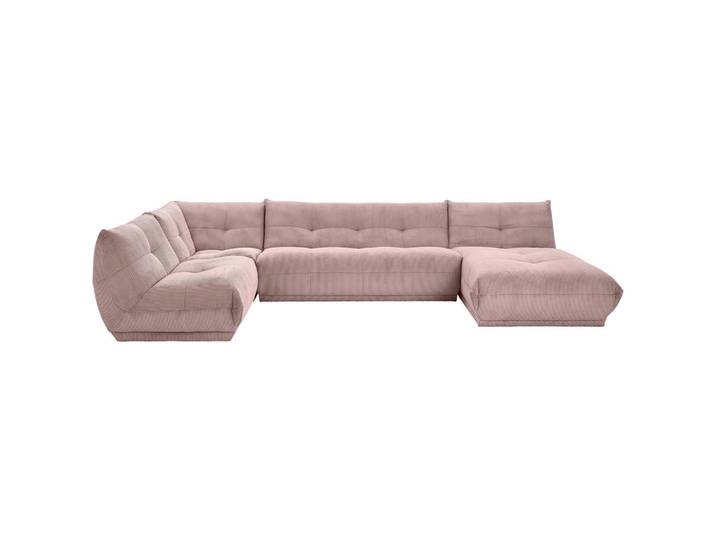 Livetastic Wohnlandschaft Giselle, Altrosa, 6-Sitzer, U-Form, einzeln stellbar, 390x210 cm, Made in EU, Rücken echt, individuell planbar, Wohnzimmer, Sofas & Couches, Wohnlandschaften, Wohnlandschaft U-Form