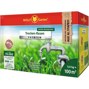 Wolf-Garten Rasensamen L-TP 100 Trocken-Rasen, 20% Cashback, 3kg für bis zu 100m², Neuanlage