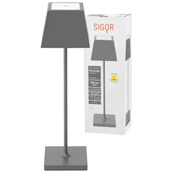 Sigor Akku-Tischleuchte Nuindie 370mm graphitgrau eckig 2,2W FlexMood 2200K/2700K IP54 168/197lm Ra8