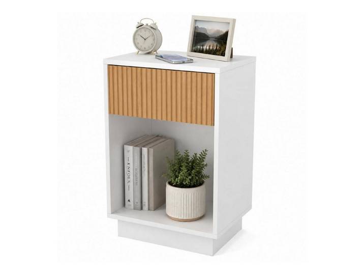LuxusKollektion Nachttisch Nachttisch 40x30x60cm Weiss Schublade Regal (1-St)
