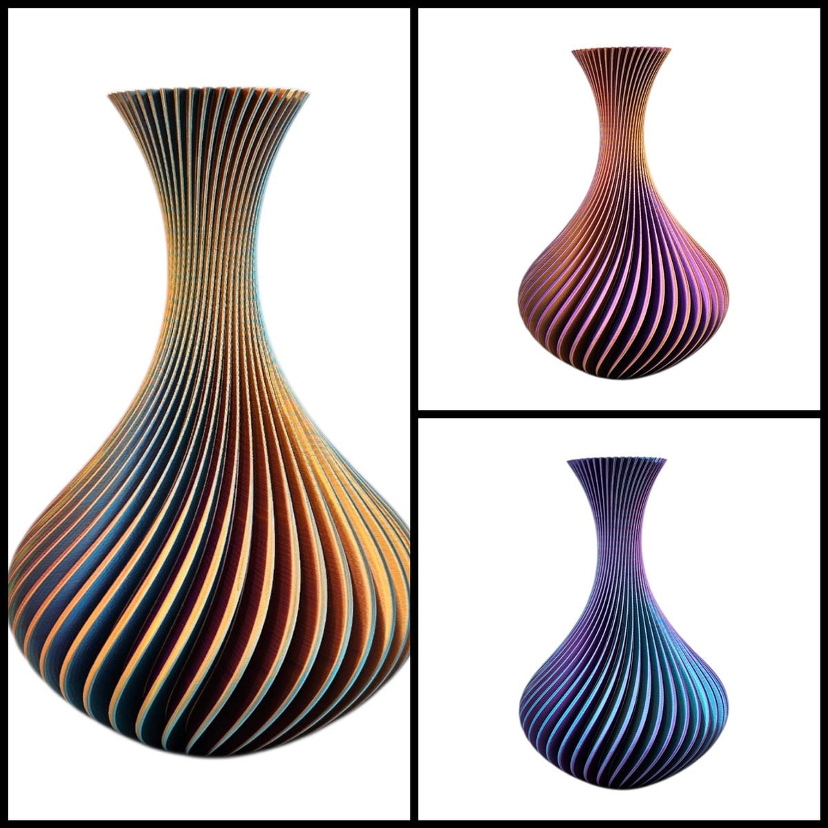 Layerzz Vaas Flux voor droogbloemen of zijdebloemen - Kleurveranderend - Goud blauw paars - Hoogte: 22 cm