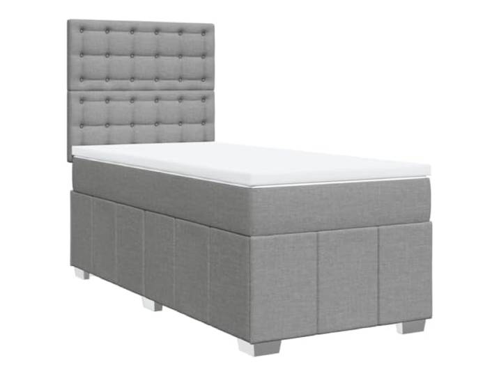 Makastle Boxspringbett mit Matratze Hellgrau 90x200 cm Höhenverstellbares Kopfteil