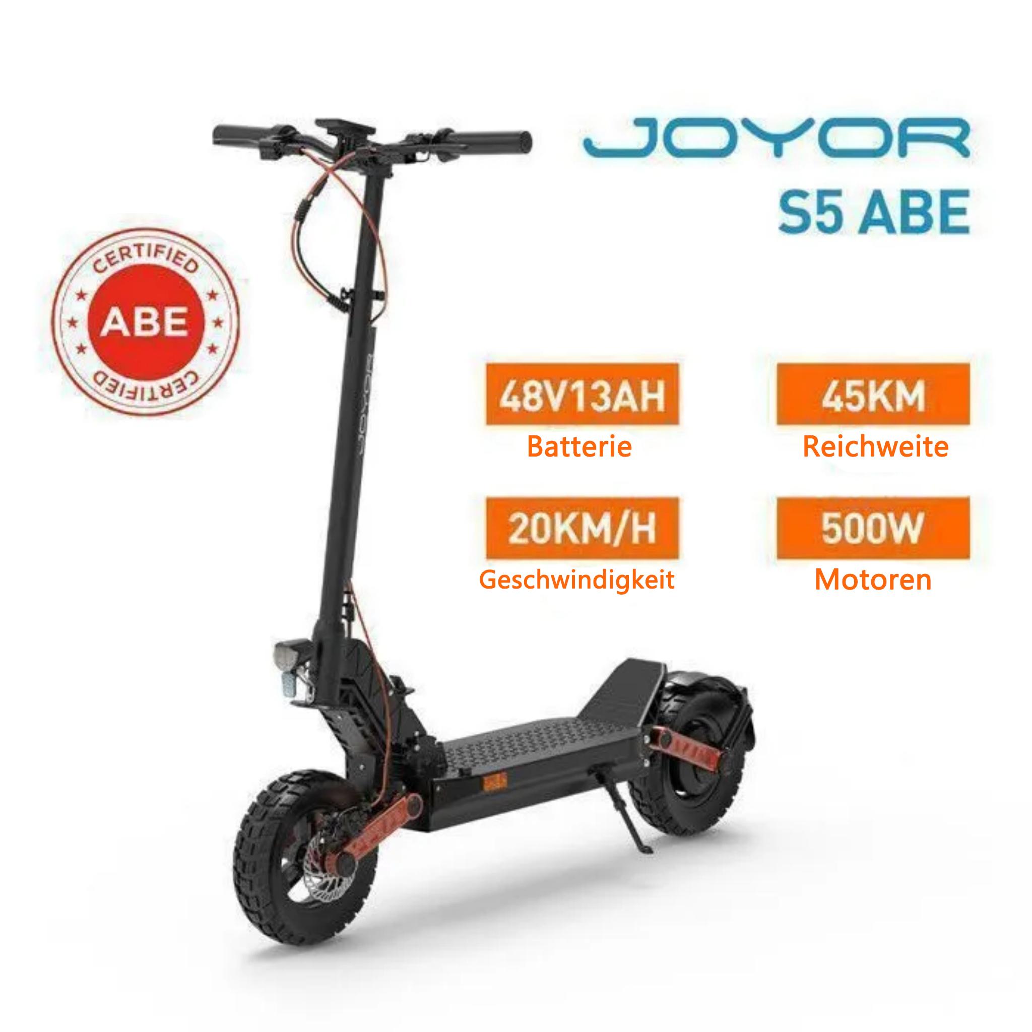 JOYOR S5 ABE- Faltbar Elektroroller - 500W Motor 48V13AH Akku 10 Zoll Reifen - Schwarz