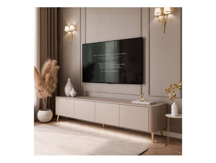 ALLHOUSE24 TV-Schrank LUMINA PUSH TO OPEN mit LED auf Metallfüßen TV Lowboard (1x TV Schrank) Gesamtbreite 200 cm