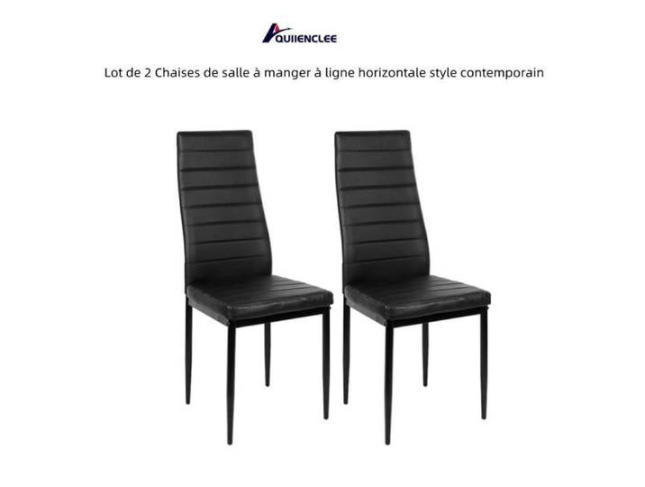 QUIIENCLEE Lot de 2 Chaises de salle à manger à ligne horizontale style contemporain Noir 48 x 42 x 98 cm