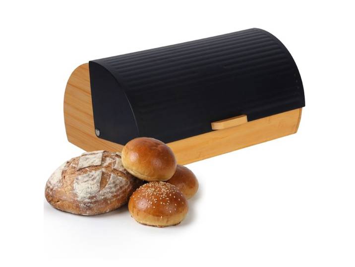 Relaxdays Brotkasten Bambus mit Klappdeckel