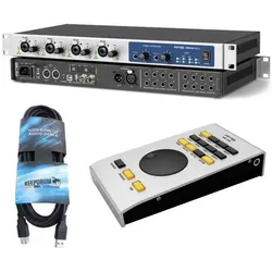 RME Audio Interface Fireface 802 FS mit Fernbedienung und Verlängerung (USB), Audio Interface, Silber