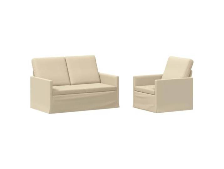 vidaXL Sofa-Set 2 pcs Creme Stoff