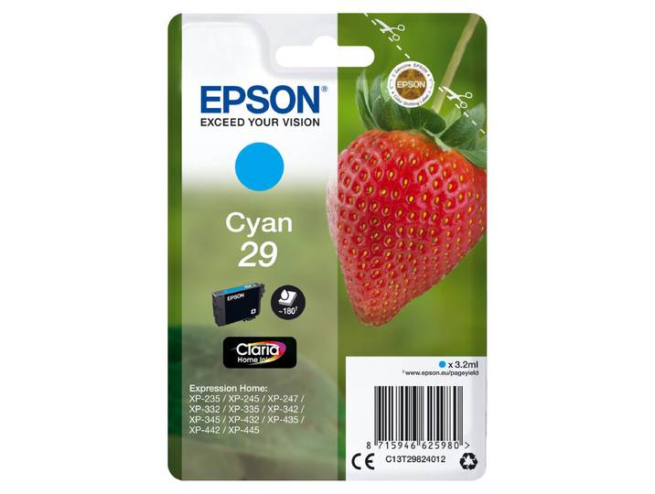 Epson Aardbei enkelverpakking cyaan 29 Claria Home inkt