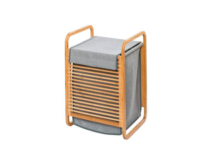 Wäschesack WENKO Bahari , grau (grau, braun), B:40cm H:60cm T:35cm, Bambus, Wäschesammler, Wäschesack, mit Gestell aus Bambus