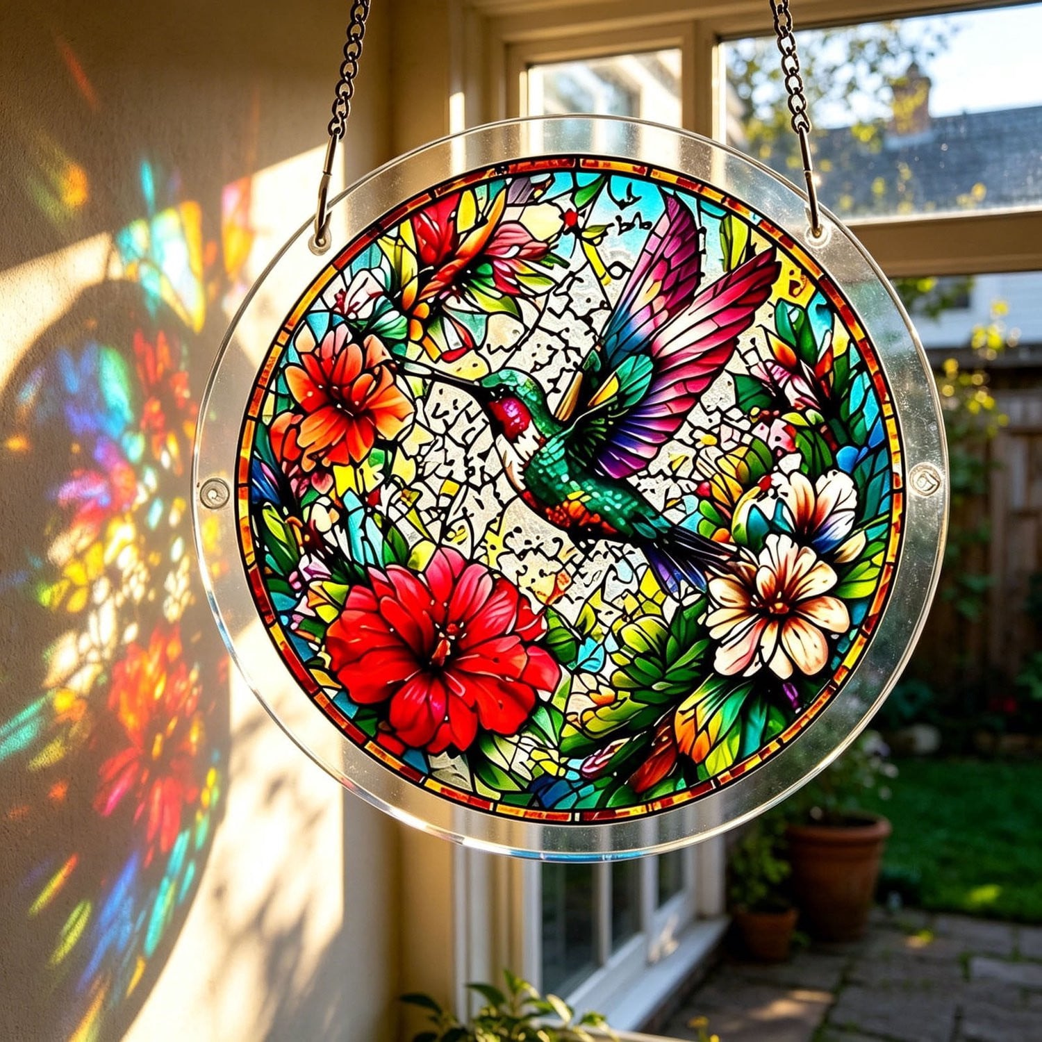 Ulisem Kleurrijke Acrylic Suncatcher Puzzel Kolibrie - Transparante Raamhanger voor Tuindecoratie