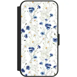 Nivocase Klapphülle für Apple iPhone 17e Handyhülle aus Kunst Leder NIVOflip schwarz Blume Blumen Muster (Apple iPhone 17e), Smartphone Hülle, Schwarz