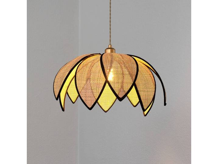 OSRAM Hängelampe Decor Rattan Lotus, dimmbar, creme / amber, für Wohn- / Esszimmer, Holz, Mediterran, Pendelleuchte