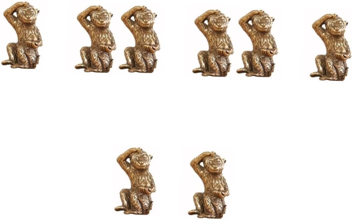 Gouden Aap Decoratie Ornament - Messing Dierenbeeldje Miniatuur - 3 cm