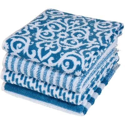 Badetuch PAD "FAMILY, 70x140 cm", blau, B:70cm L:140cm, Frottee, Frottee, Handtücher, Badetuch, Made in Europe, gestreift, Ornamente, mit Fransen