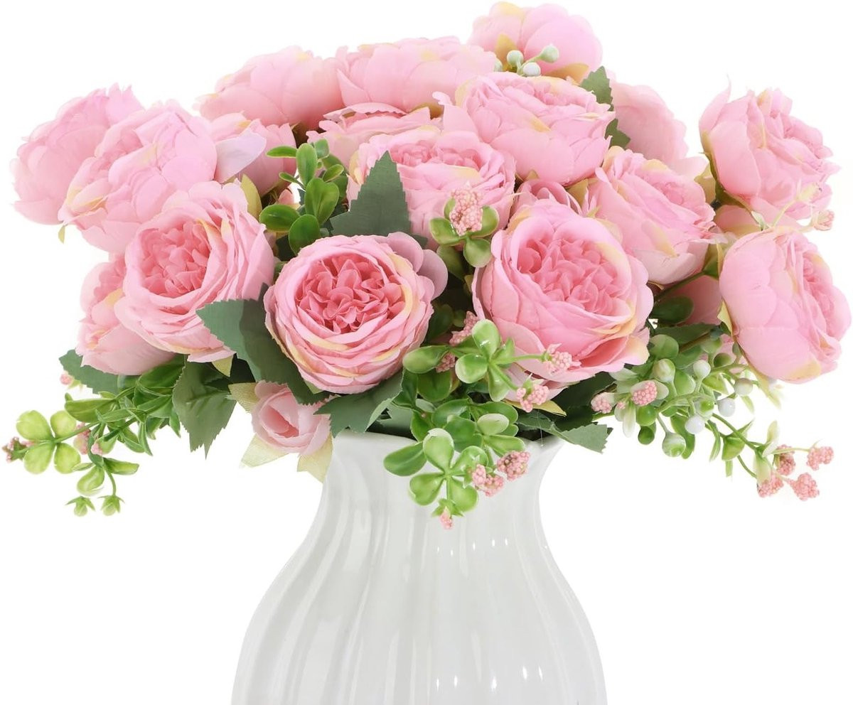 Set van 4 lichtroze decoratieve kunstbloemen voor onderhoudsvrije decoratie
