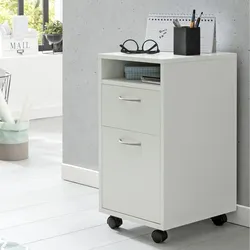 FineBuy Rollcontainer 33x63x38cm Schreibtischcontainer Rollen Bürocontainer Holz