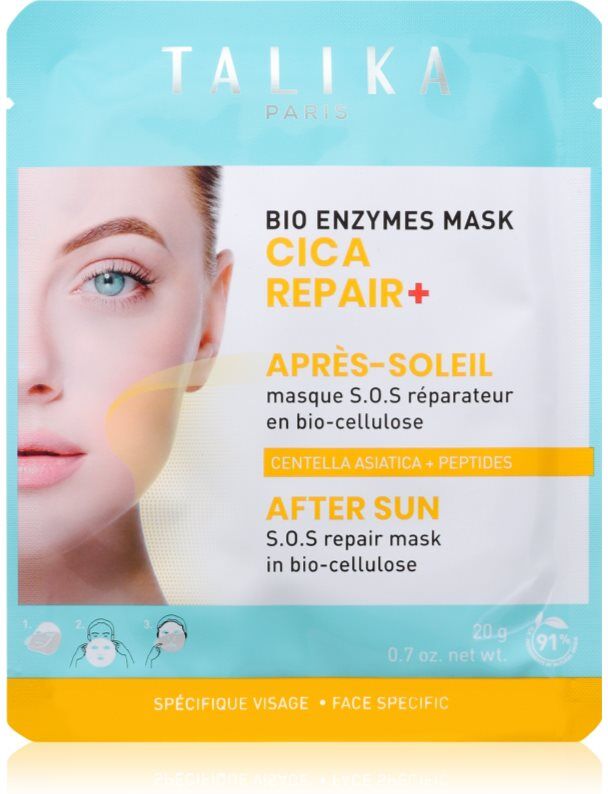 Talika Bio Enzymes Cica Repair After Sun masque apaisant en tissu après-soleil 20 g