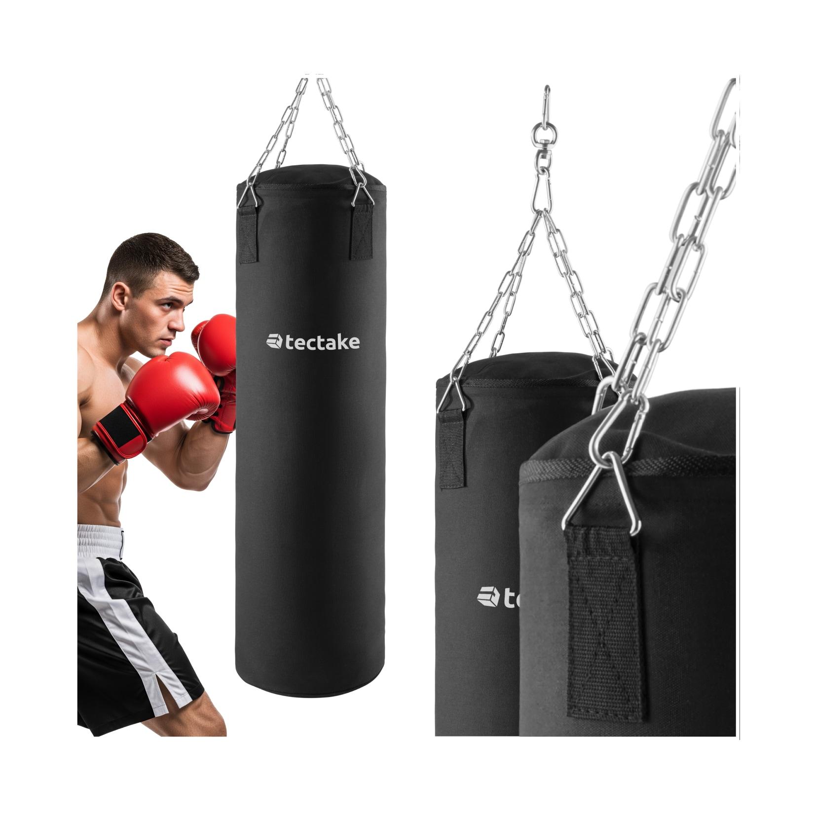 tectake® Boxsack, gefüllt, hängend, 28 x 105 cm, inklusive Karabinerhaken