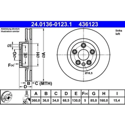 Bremsscheibe ATE 24.0136-0123.1 für Porsche VW Cayenne Touareg