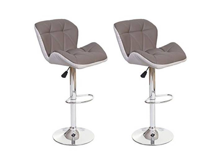 Mendler 2er-Set Barhocker HWC-A92 höhenverstellbar Kunstleder - taupe-grau Barstuhl, Tresenhocker