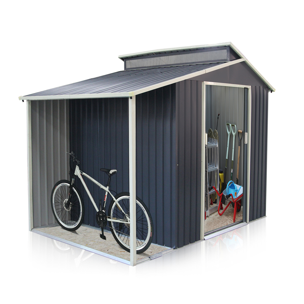 Gartenhaus aus Blech, Modell Rojaplast Oscar, Farbe: Grau, Abmessungen: 276 x 181 cm