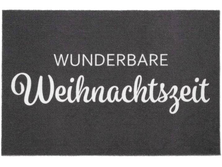 Fussmatte VELVET - WEIHNACHTSZEIT, Made in Belgium , schwarz, B:60cm H:5mm L:40cm, Polyamid, PRIMAFLOR-IDEEN IN TEXTIL, Teppiche, Fussmatte, Schmutzfangmatte, Weihnachten, mit Spruch, waschbar, rutschhemmend