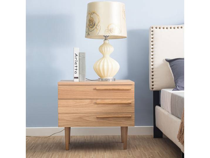 Nachtkommode MIDCENTURY 55 x 50 x 40cm Ausrichtung rechts Beige