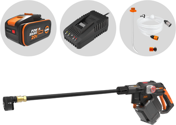 Worx Nitro HydroShot WG633E - Pistolet nettoyeur haute pression à batterie - 20V/4Ah