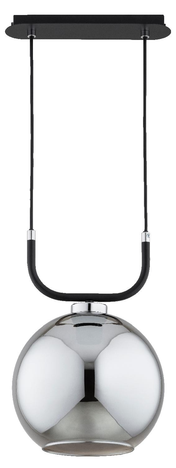 Alfa Hanglamp BINARY, zwart-chroom en glas, 1xE27, 15W, B/D/H: 75 x 25 x 25 cm