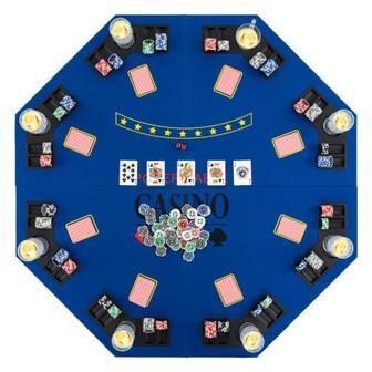 Costway 8-Player Foldable Poker Table Top with Carrying Bag-Blue