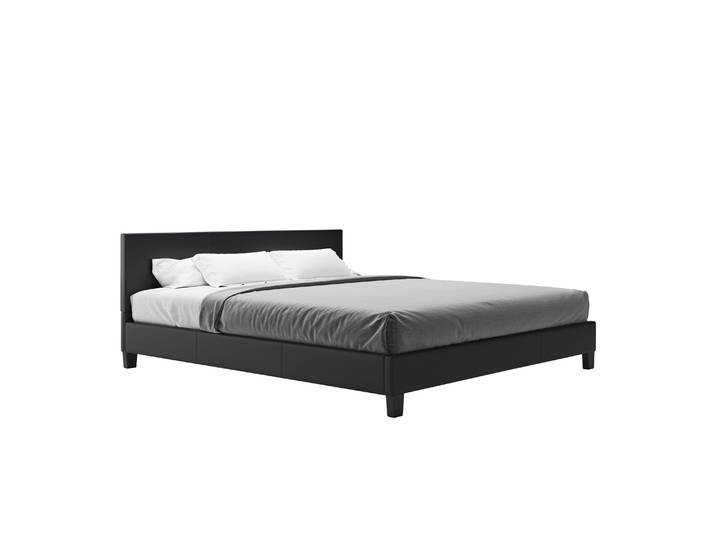 Lederbett DOZE 180 x 200 cm schwarz