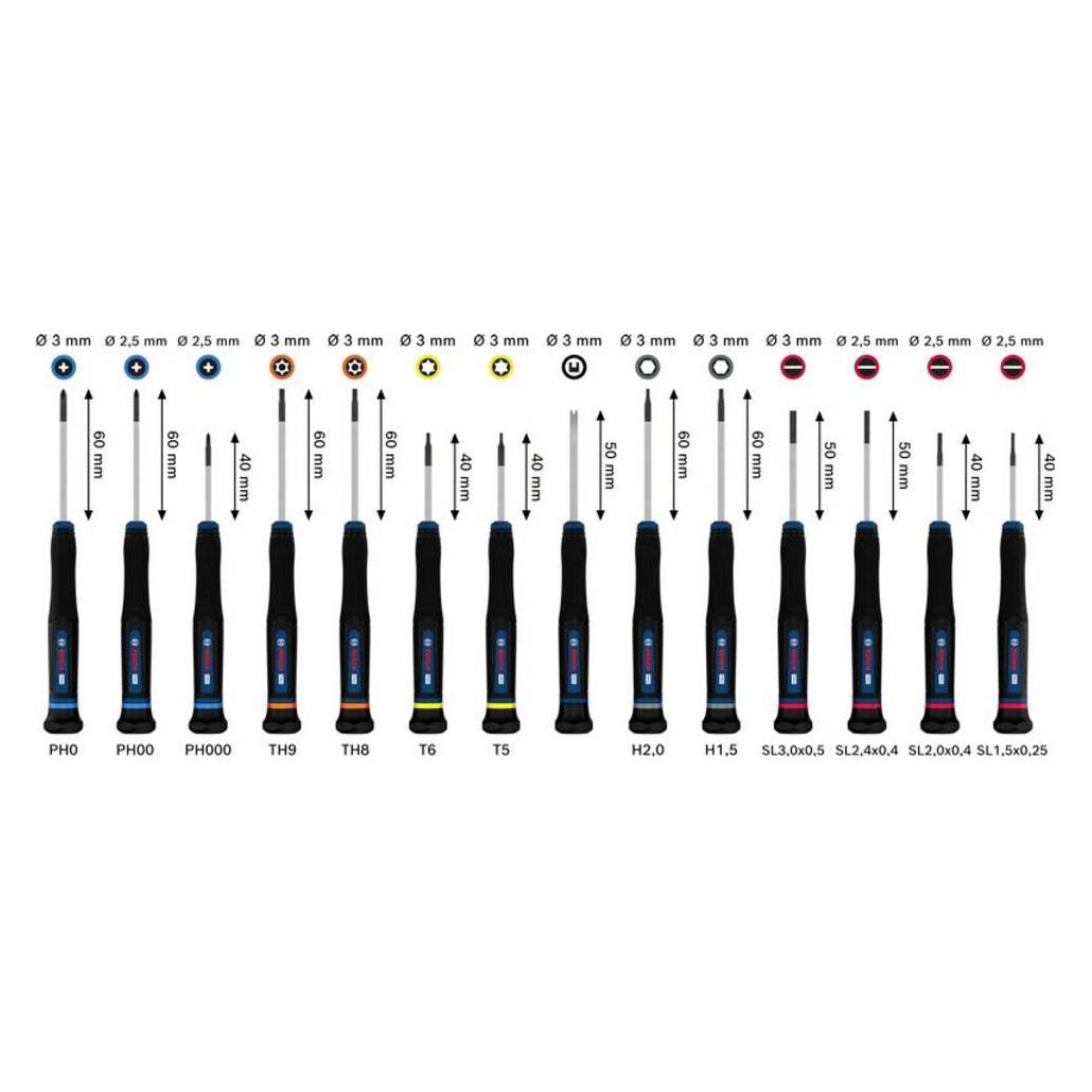 Bosch Hausgeräte PRO Präzisionsschraubendreher-Set PH/SL/TX/TH/H 14-tlg. - 1600A039PN (Schlitz, TX) (24560991)