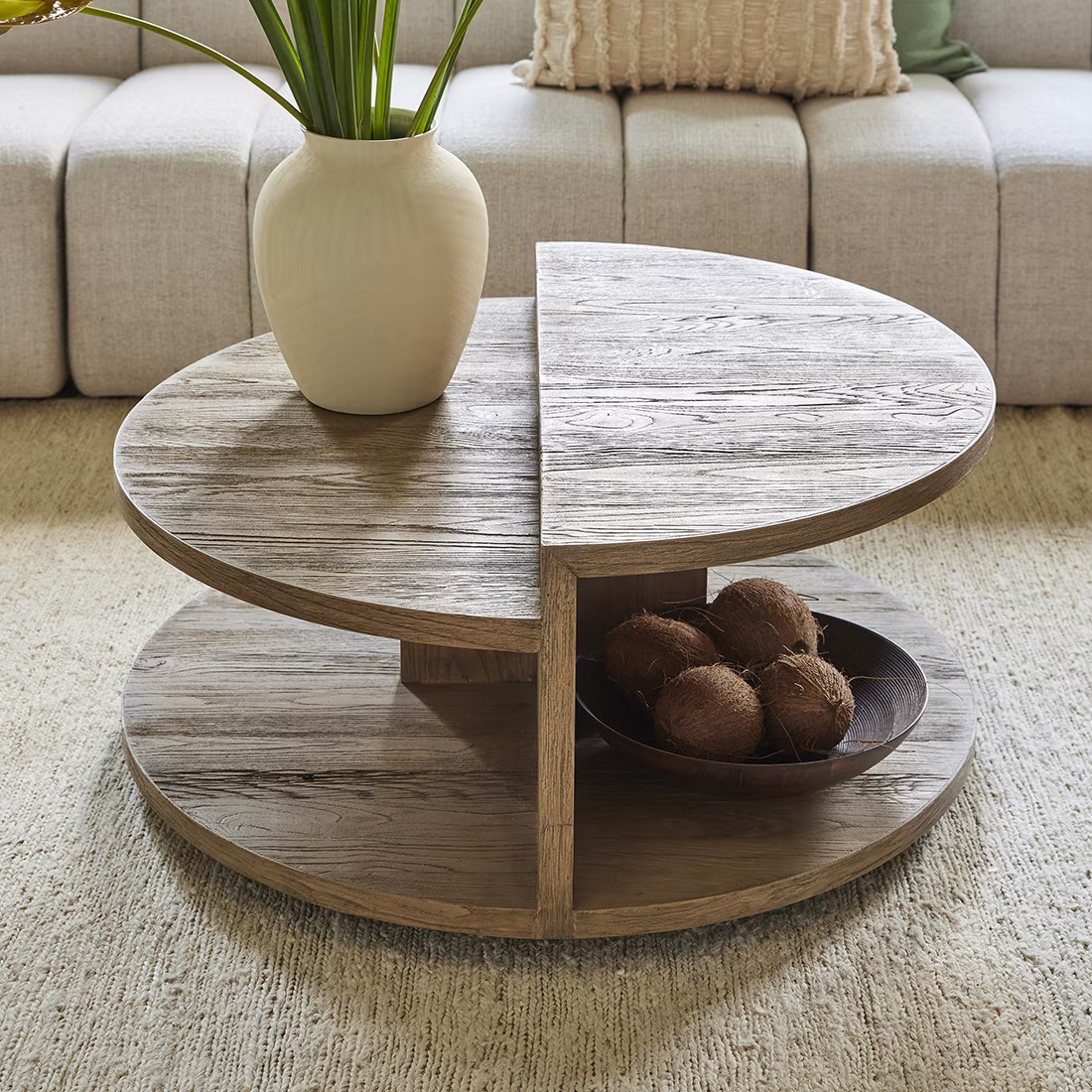 Rivièra Maison Salontafel Del Rey Eikenhout, Bruin, Rond, Diameter: 90 cm